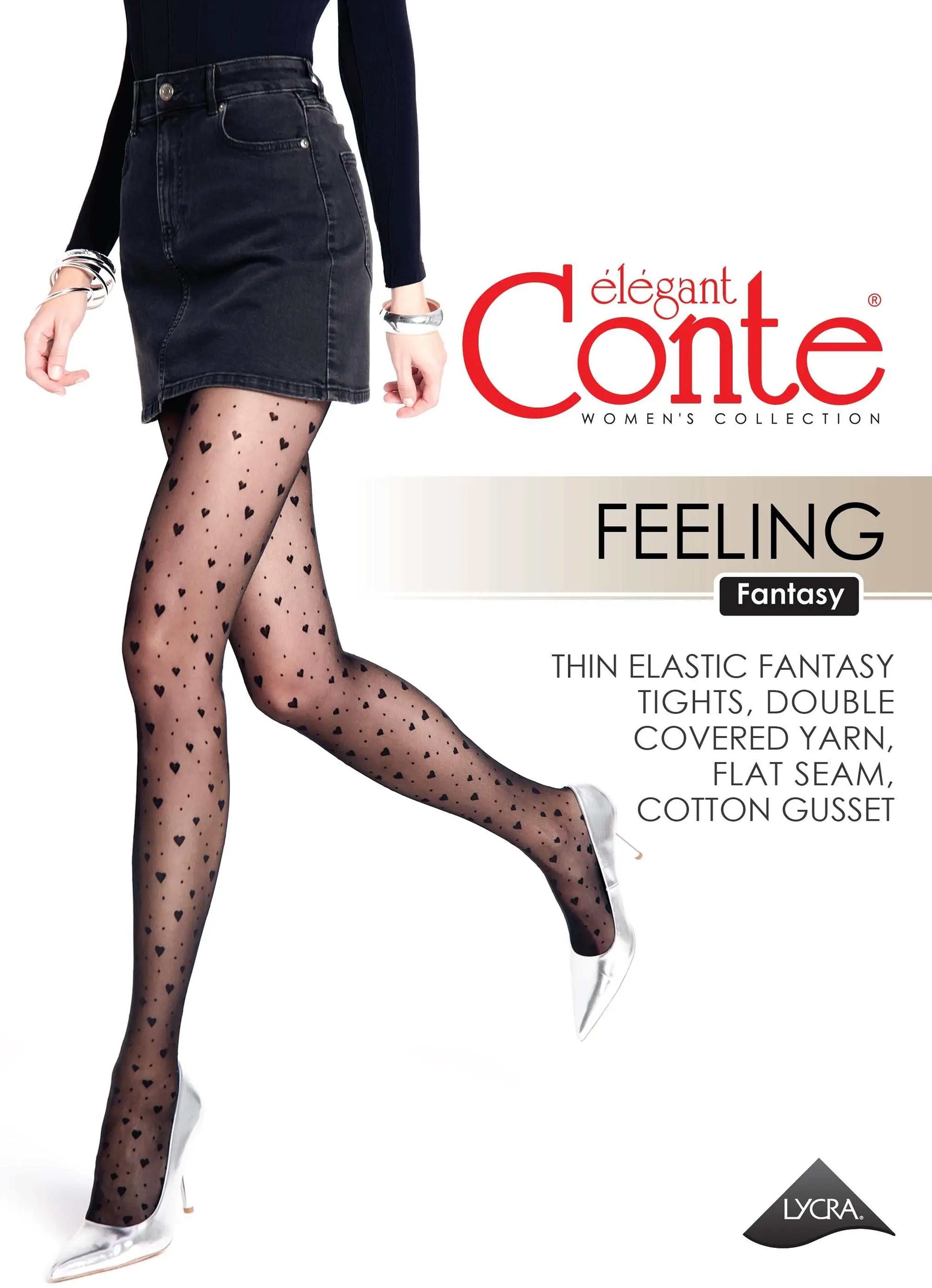 Conte Feeling Fantasy Tights | Hearts and Dots