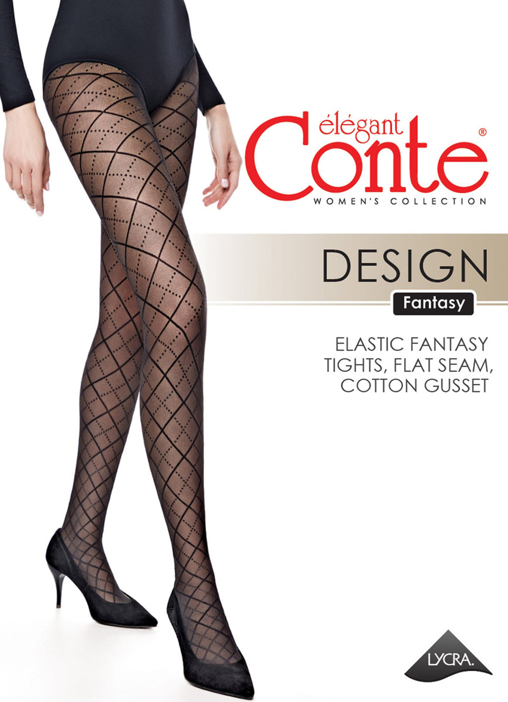 Fantasy Tights Conte Design with Diamond Pattern and a Mesh Effect
