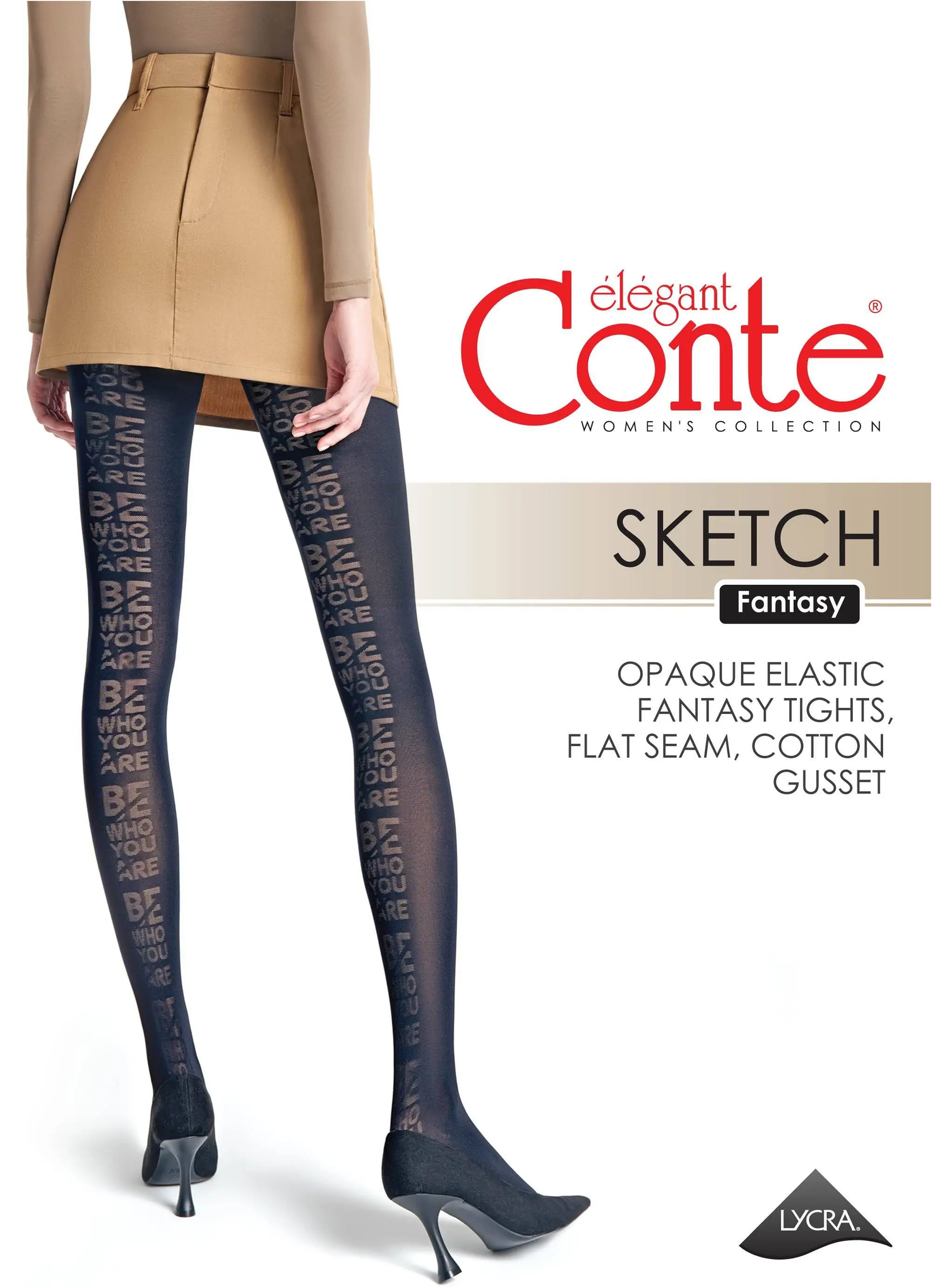 Conte Fantasy Tights Sketch with Inscriptions