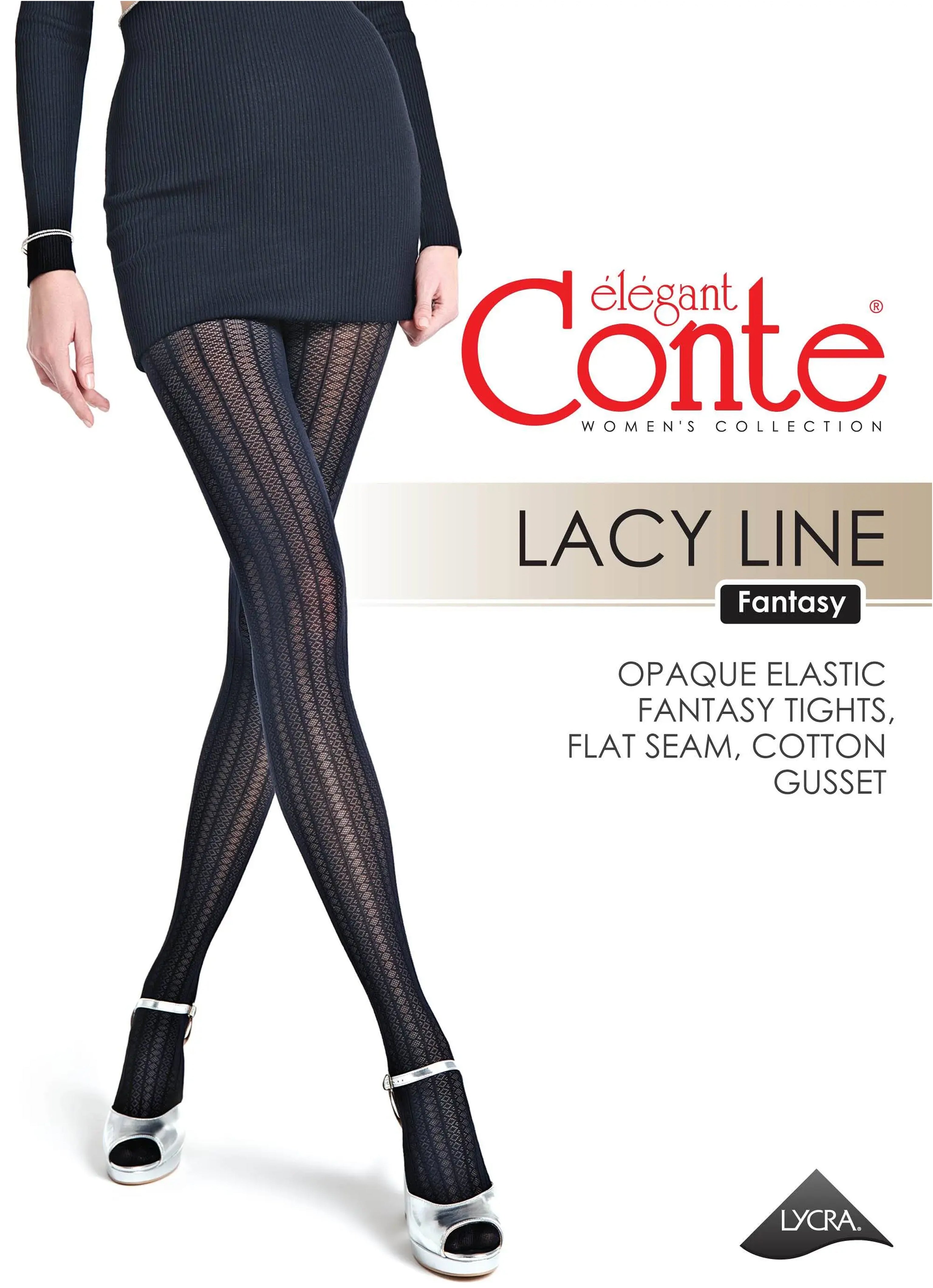 Conte Fantasy Tights Lacy Line | Lace Pattern and Stripes