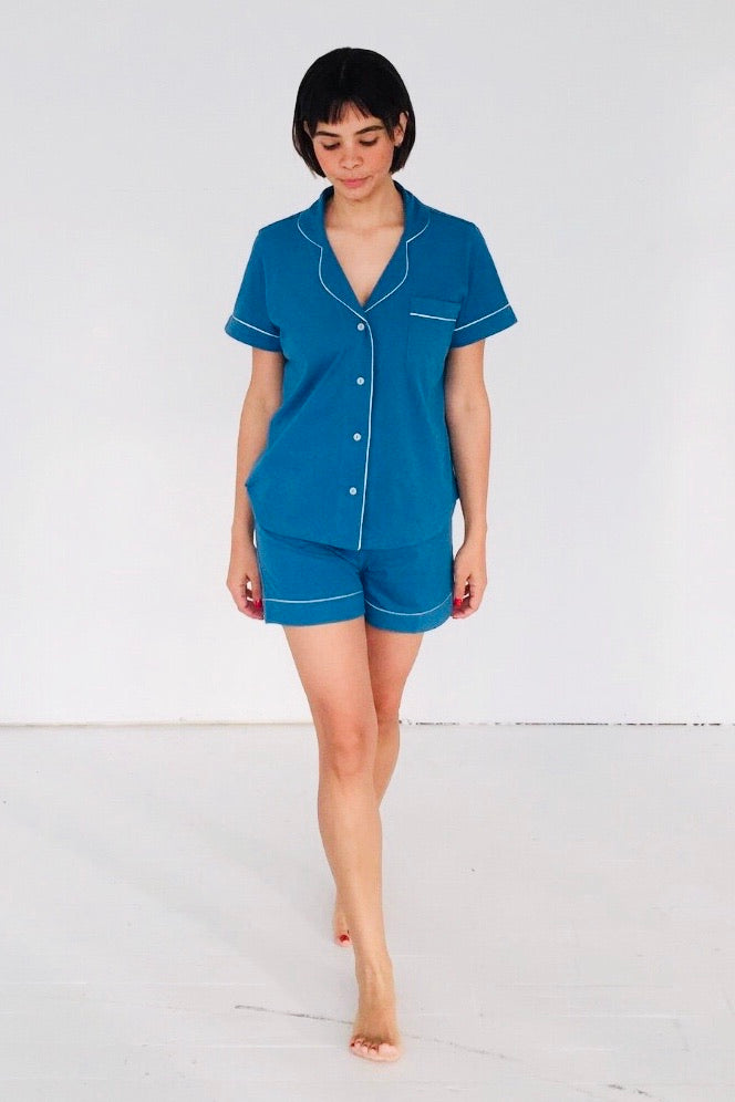 Salua Classic Luxury Shorties Pajamas in Brushed Pima Cotton