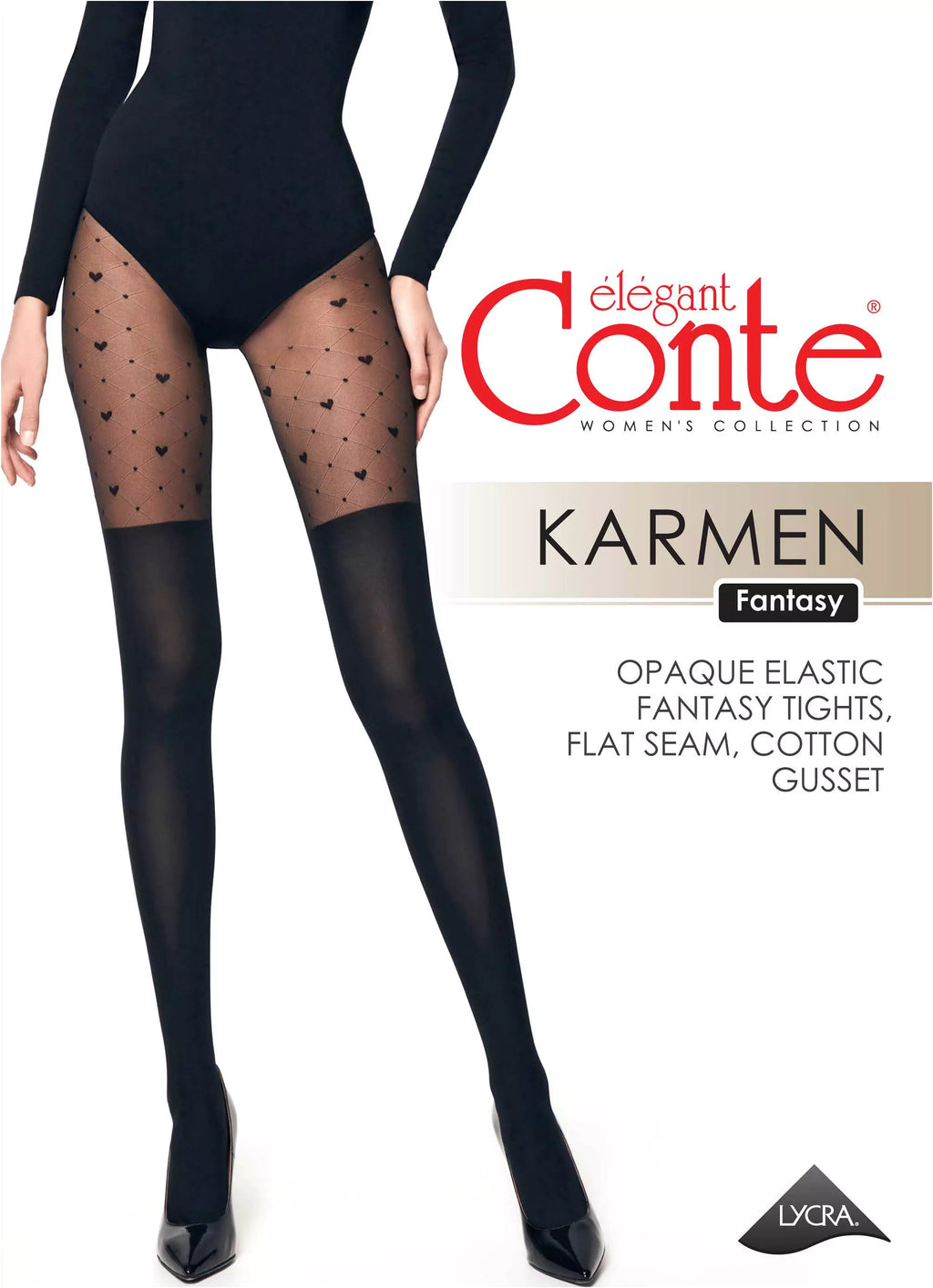 Conte Karmen Tights with Imitation of Knee-Highs and a Hearts Pattern