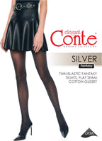 Conte Silver Fantasy Tights | Shining Openwork Honeycomb Pattern