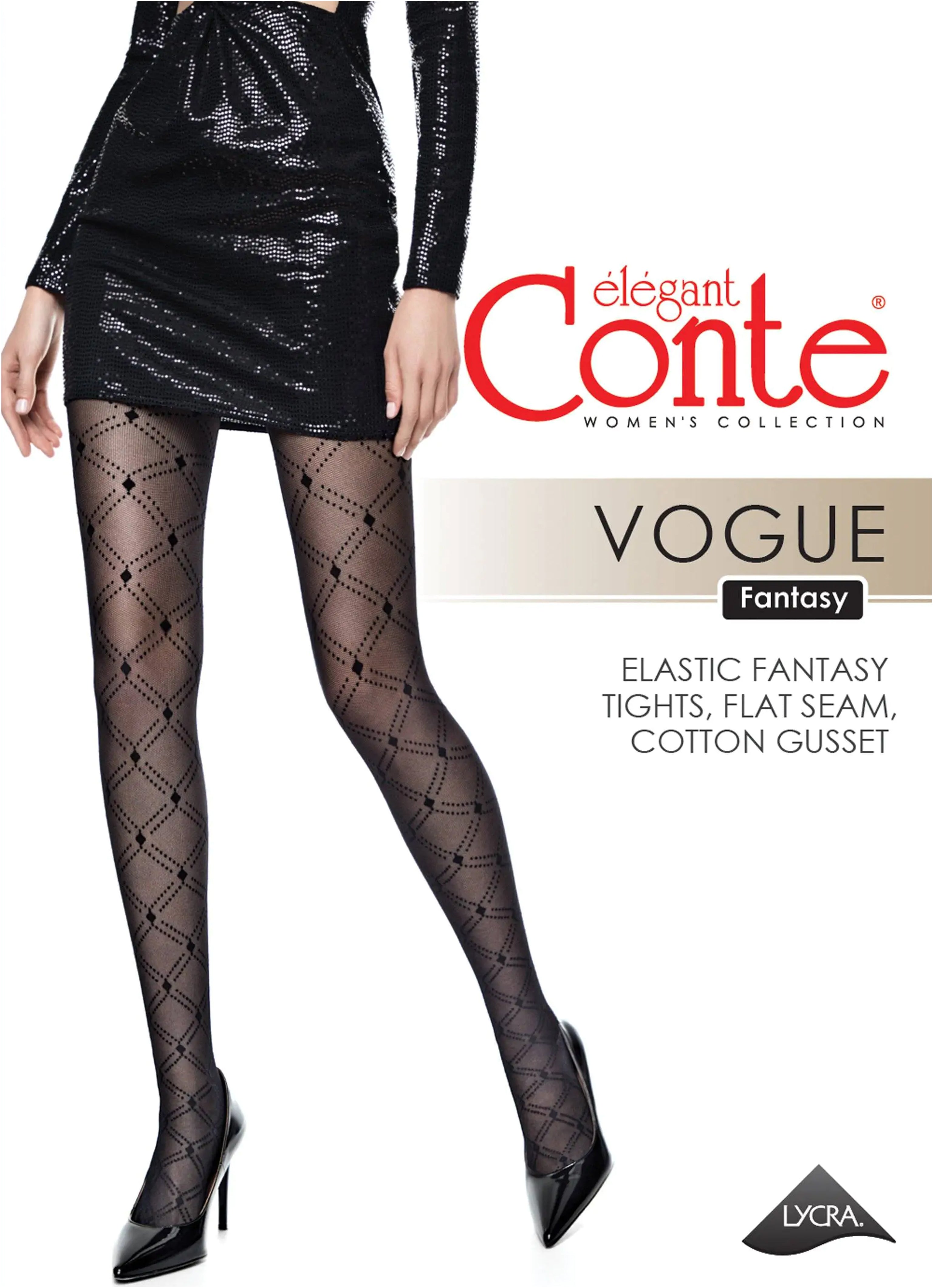 Fantasy Tights Conte Vogue | Diamonds with a Small Mesh Effect | Nero