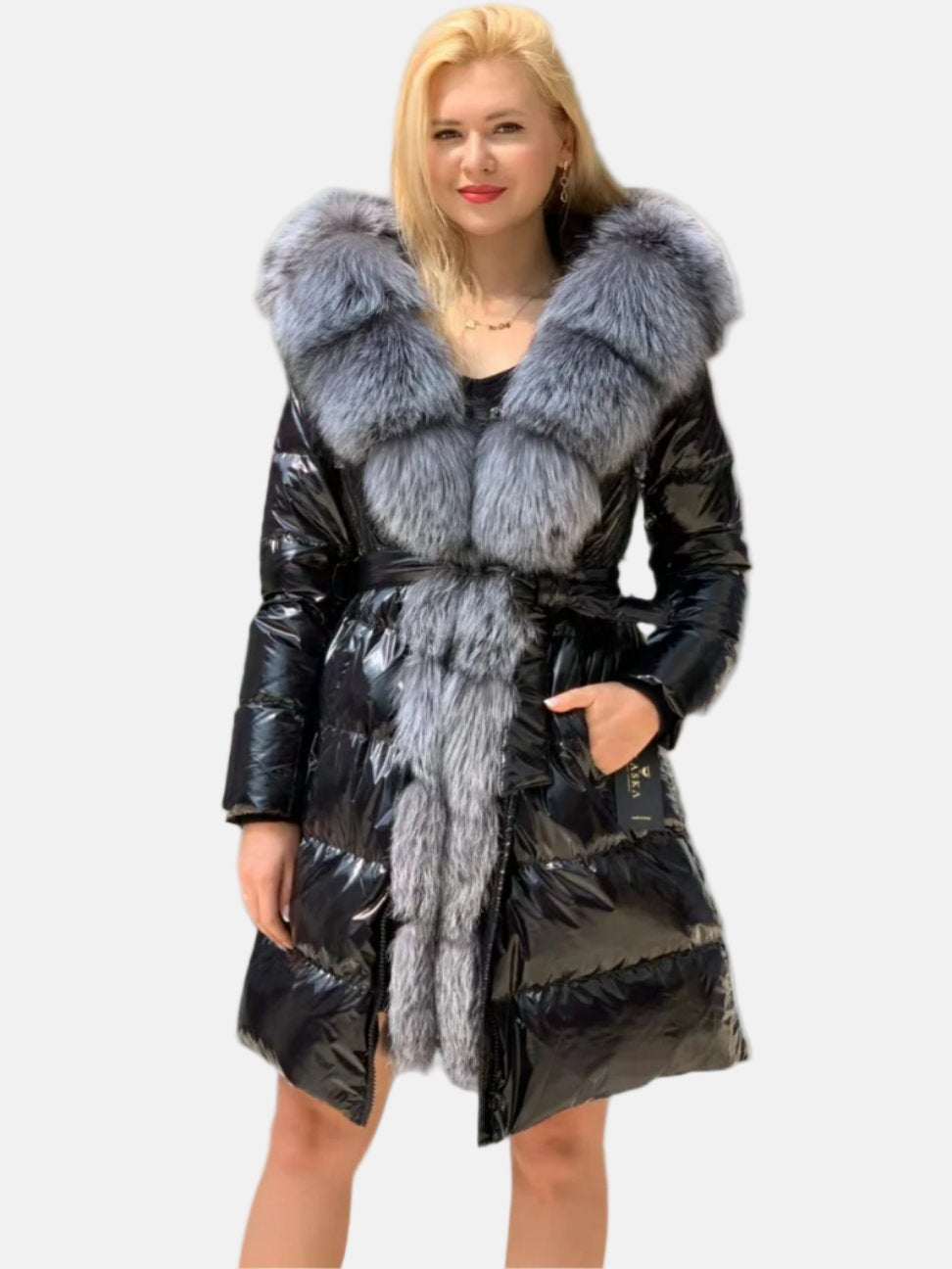 Onyx Genuine Silver Fox Down Parka