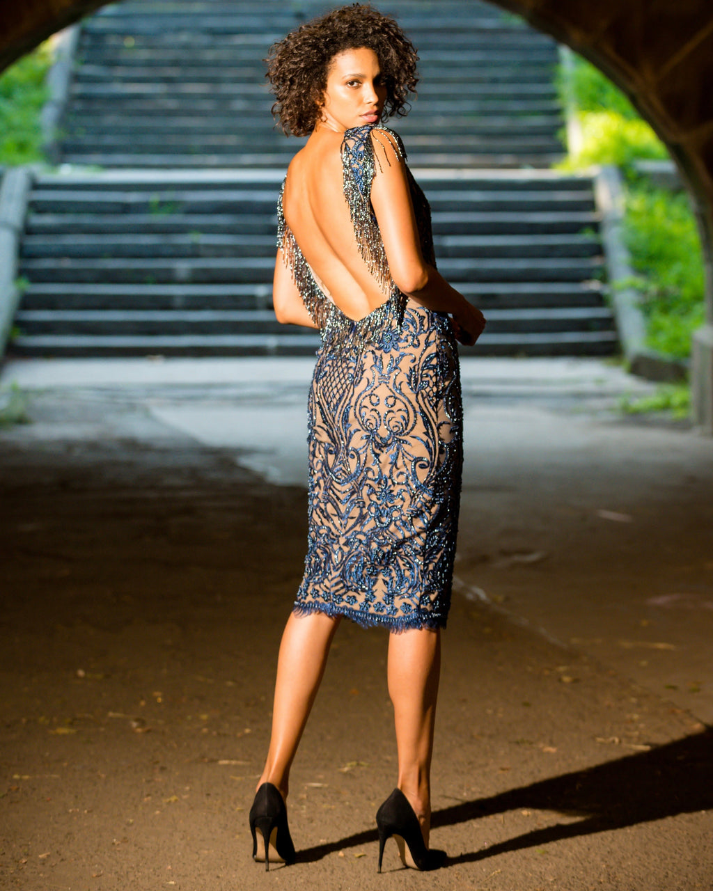 The Boat Neck Beaded Fringe Sheath Classic