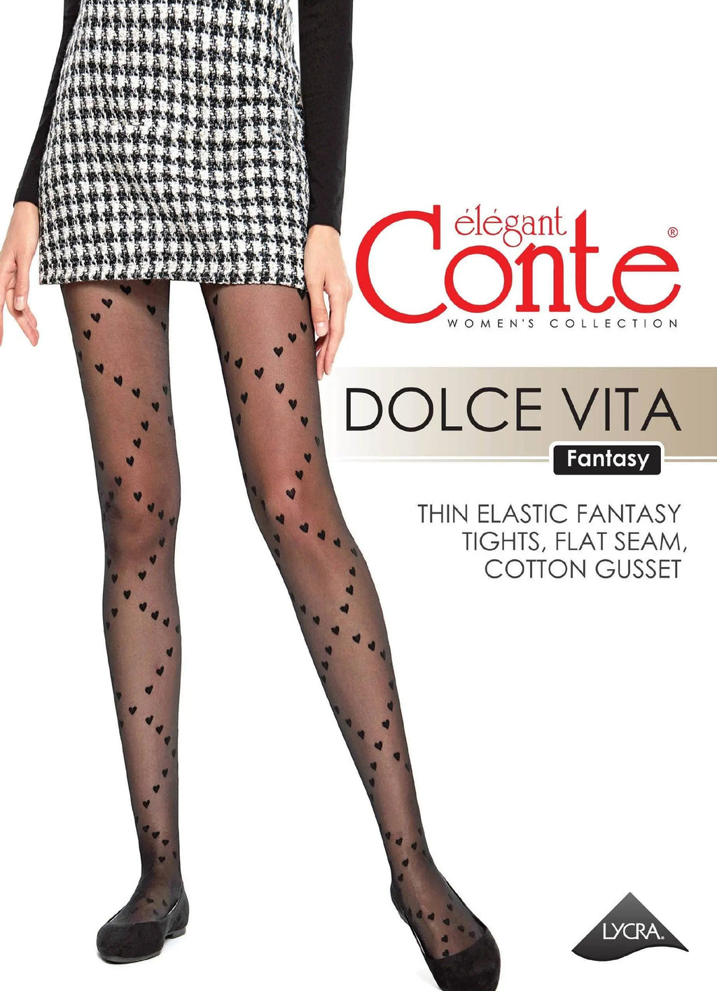 Fantasy Tights Conte Dolce Vita Hearts with Lace-Up Imitation