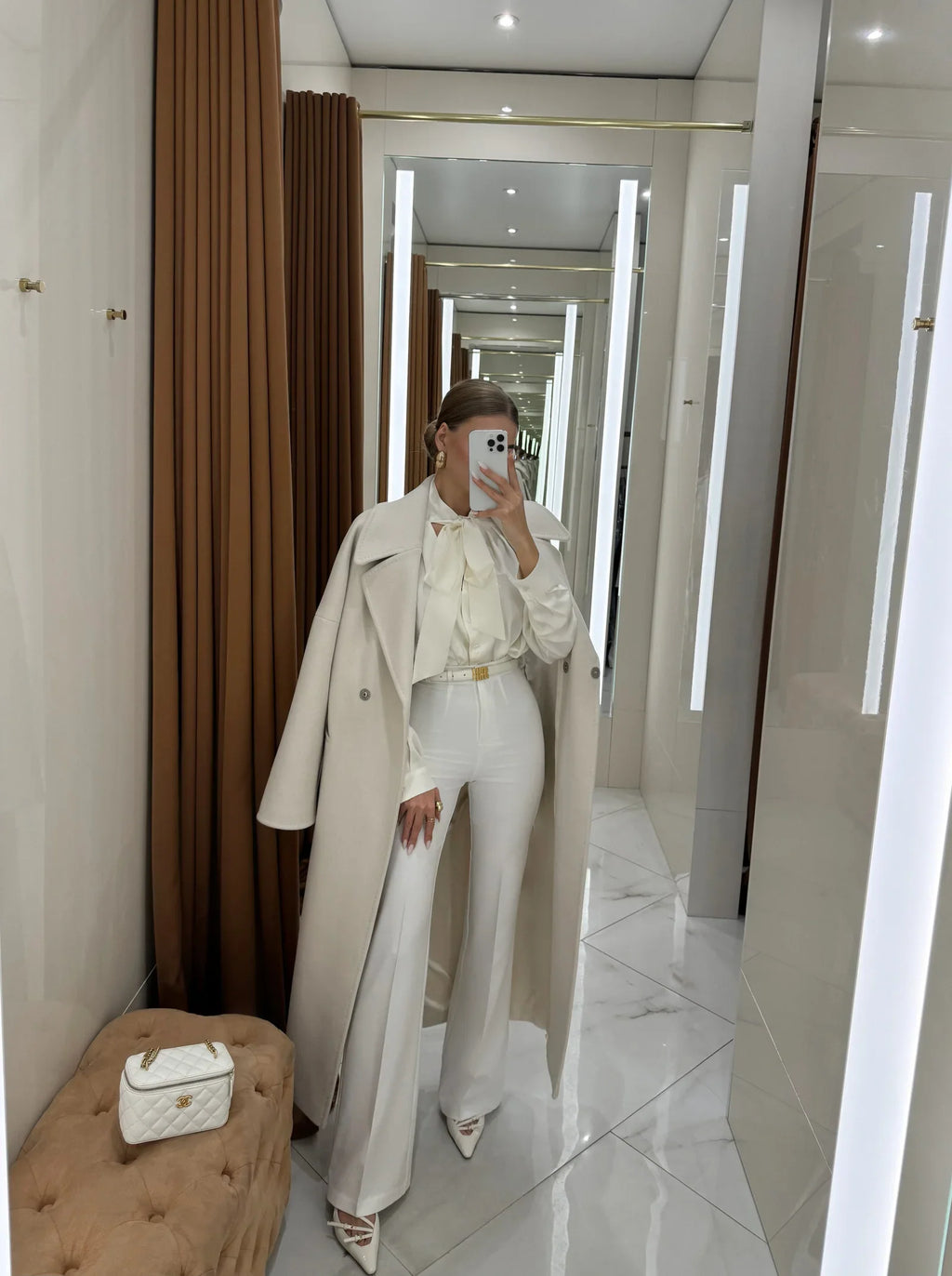 Eliza Classic Wool Blend Overcoat Ivory