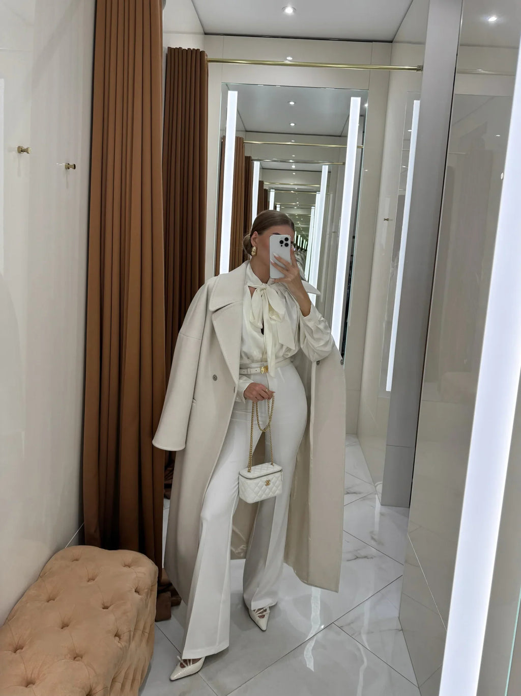 Eliza Classic Wool Blend Overcoat Ivory