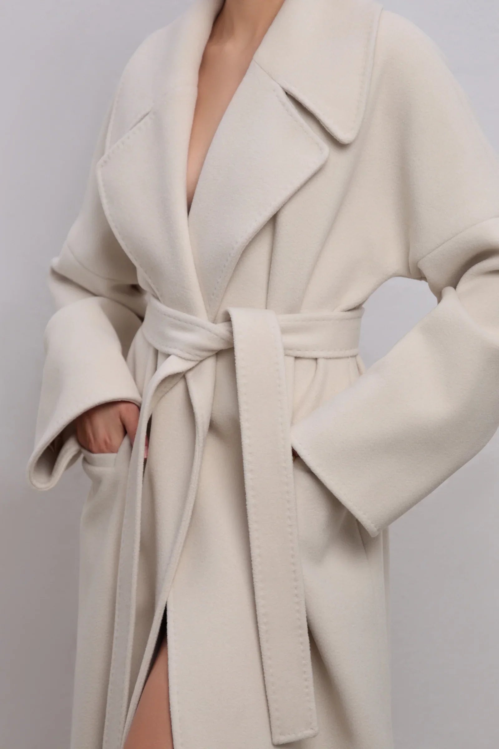 Eliza Classic Wool Blend Overcoat Ivory