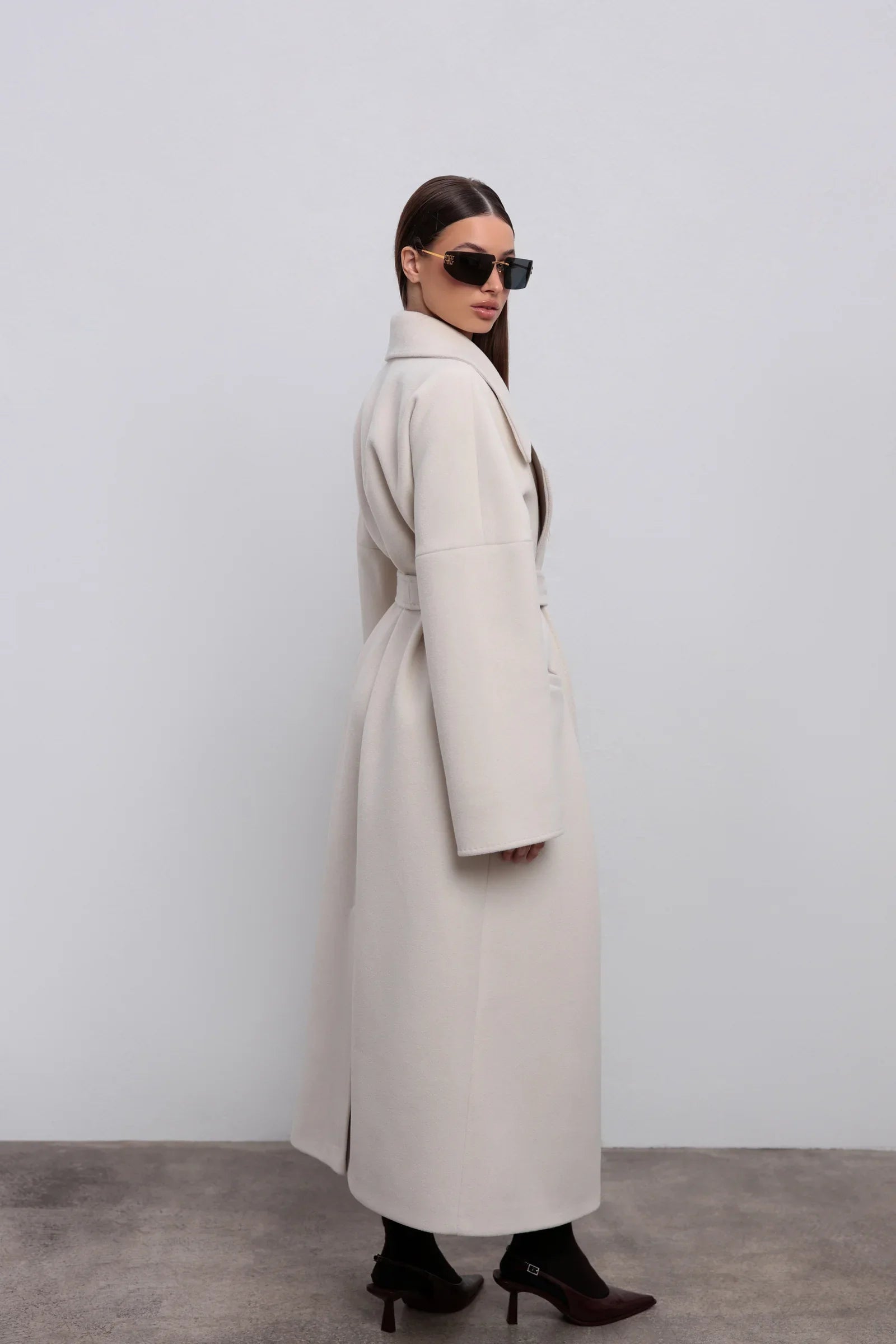 Eliza Classic Wool Blend Overcoat Ivory