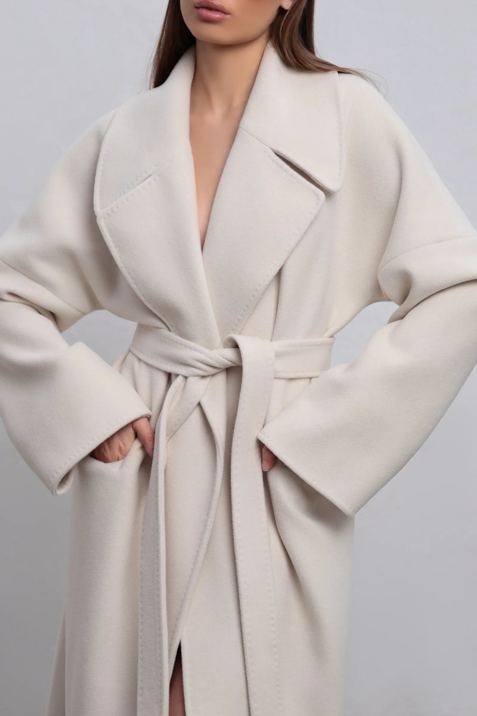 Eliza Classic Wool Blend Overcoat Ivory