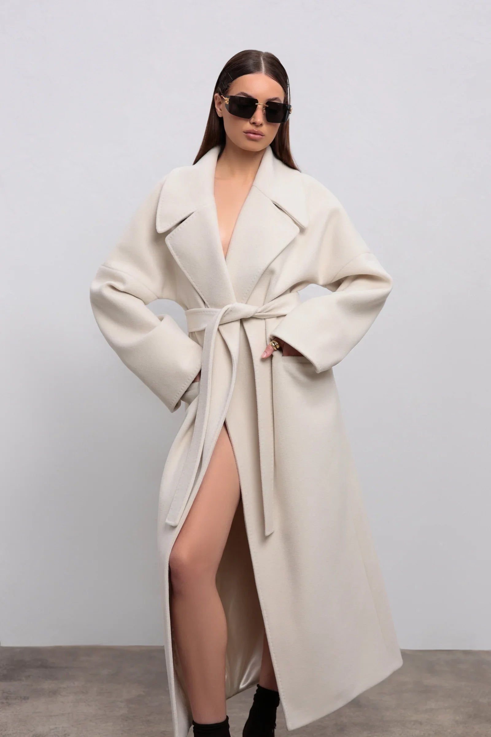 Eliza Classic Wool Blend Overcoat Ivory