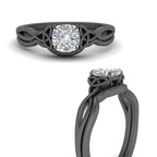 Cushion Cut Infinity Celtic Solitaire Wedding Set