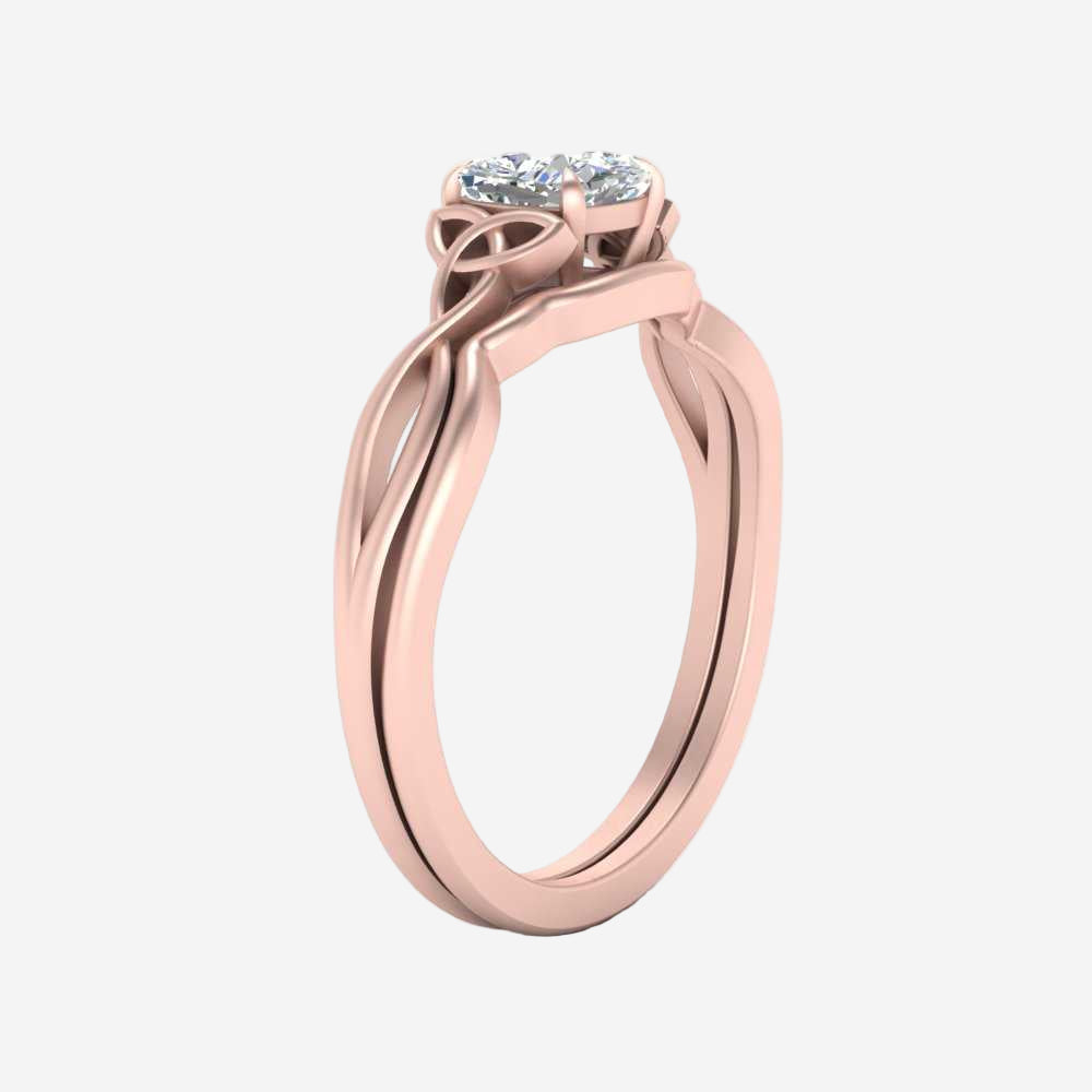 Cushion Cut Infinity Celtic Solitaire Wedding Set