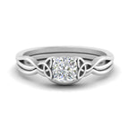 Cushion Cut Infinity Celtic Solitaire Wedding Set