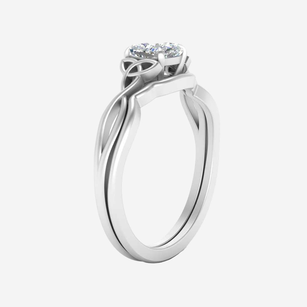 Cushion Cut Infinity Celtic Solitaire Wedding Set