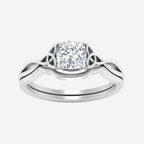 Cushion Cut Infinity Celtic Solitaire Wedding Set