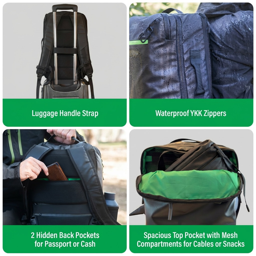 Island Hopper 2.0 Travel Backpack New Matte Black | Lightweight Waterproof 28L & 34L
