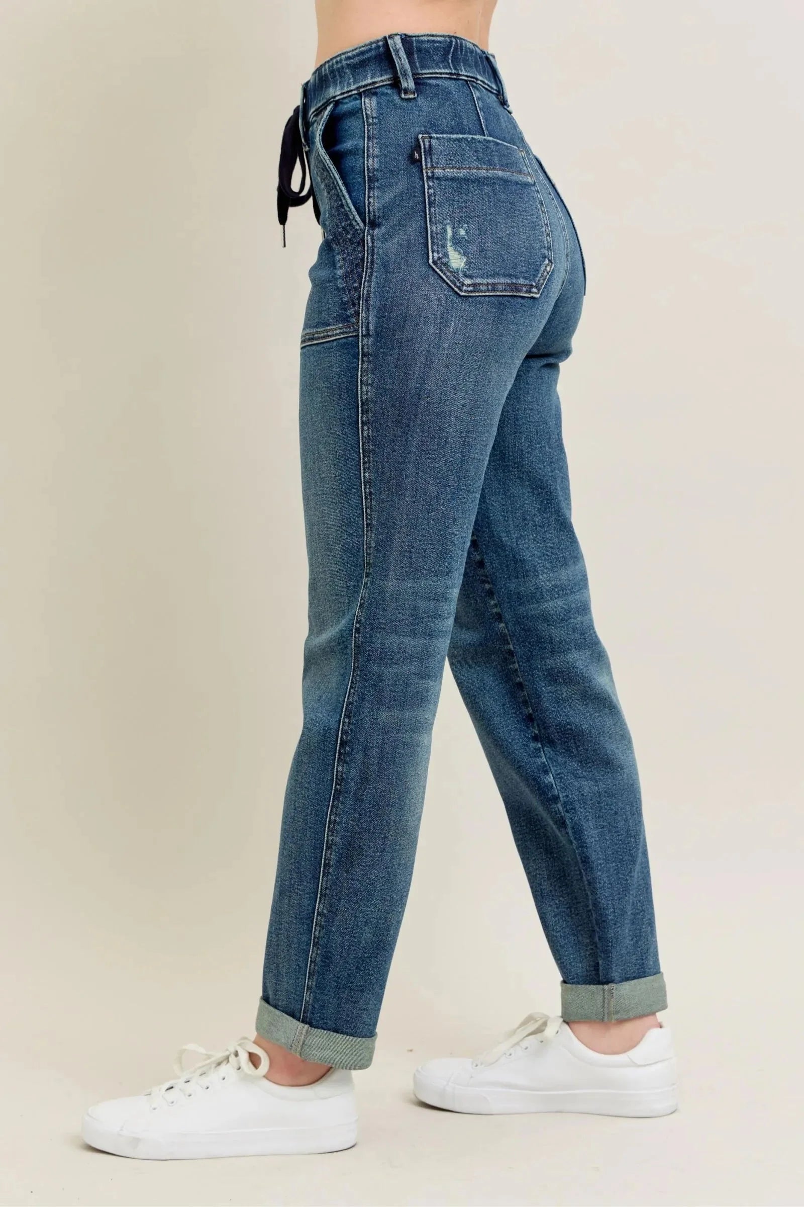 Judy Blue High Waist Vintage Wash Jeans with Drawstring