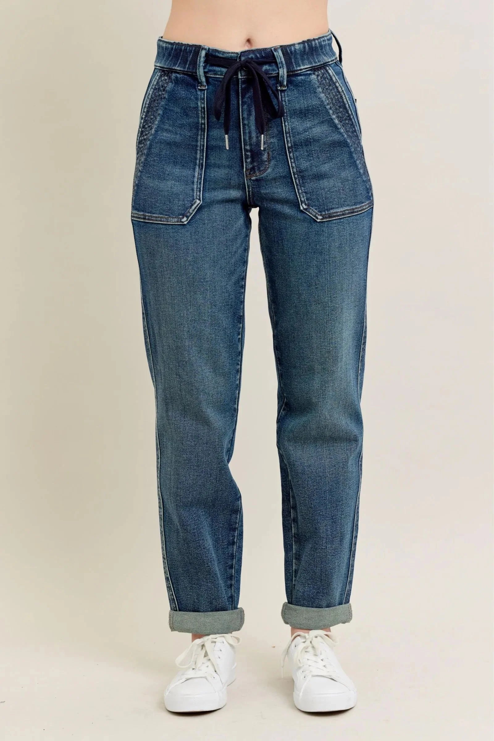 Judy Blue High Waist Vintage Wash Jeans with Drawstring