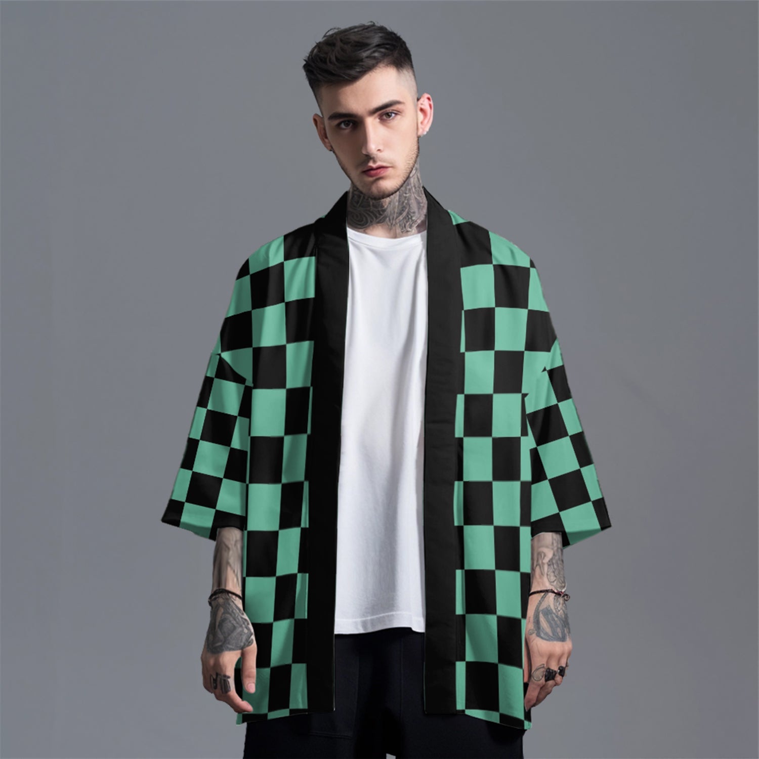 K33 Green Checker Kimono