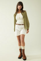 Kahki Chiffon Shirt with Long Sleeves and One Chest Pocket