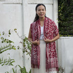 Handmade Batik Scarf | Cotton | Red White Cherish & Burgundy