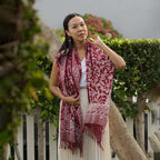 Handmade Batik Scarf | Cotton | Red White Cherish & Burgundy