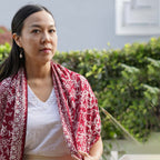 Handmade Batik Scarf | Cotton | Red White Cherish & Burgundy