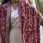 Handmade Batik Scarf | Cotton | Red White Cherish & Burgundy