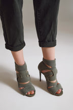 Khaki Green Relaxed Pants with Pocket Detail at the Waist
