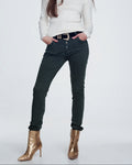 Khaki Jeans with Button Closure