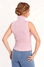 Knitted Baby Pink Top without Sleeves