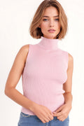 Knitted Baby Pink Top without Sleeves