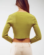 Knitted Cropped Cardigan in Green