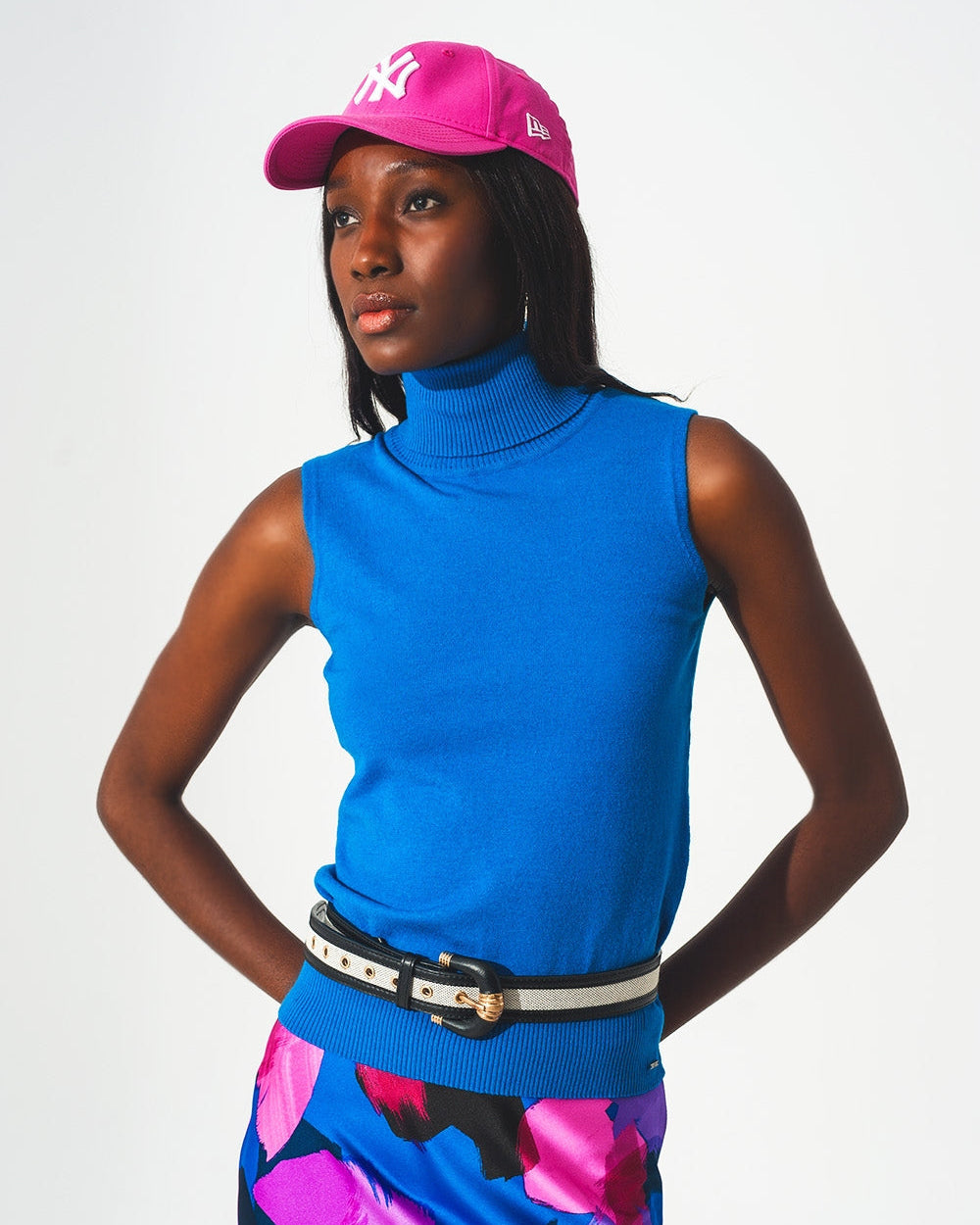 Knitted Tank Jumper in Blue