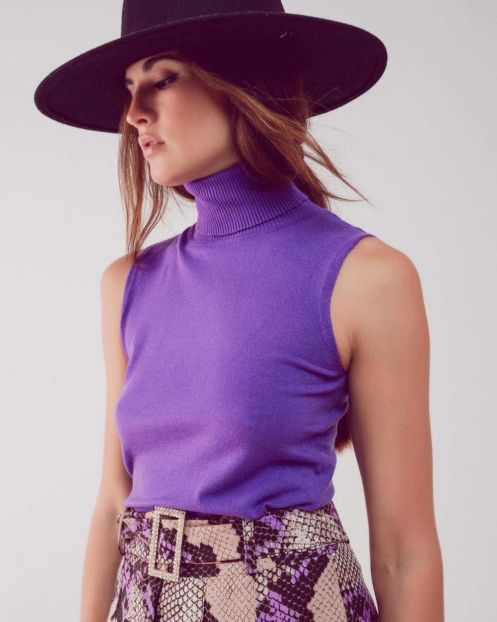 Knitted Tank Jumper in Purple