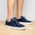Kobe Crocodile Embossed Italian Sueded Goatskin Sneakers Navy