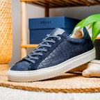 Kobe Crocodile Embossed Italian Sueded Goatskin Sneakers Navy