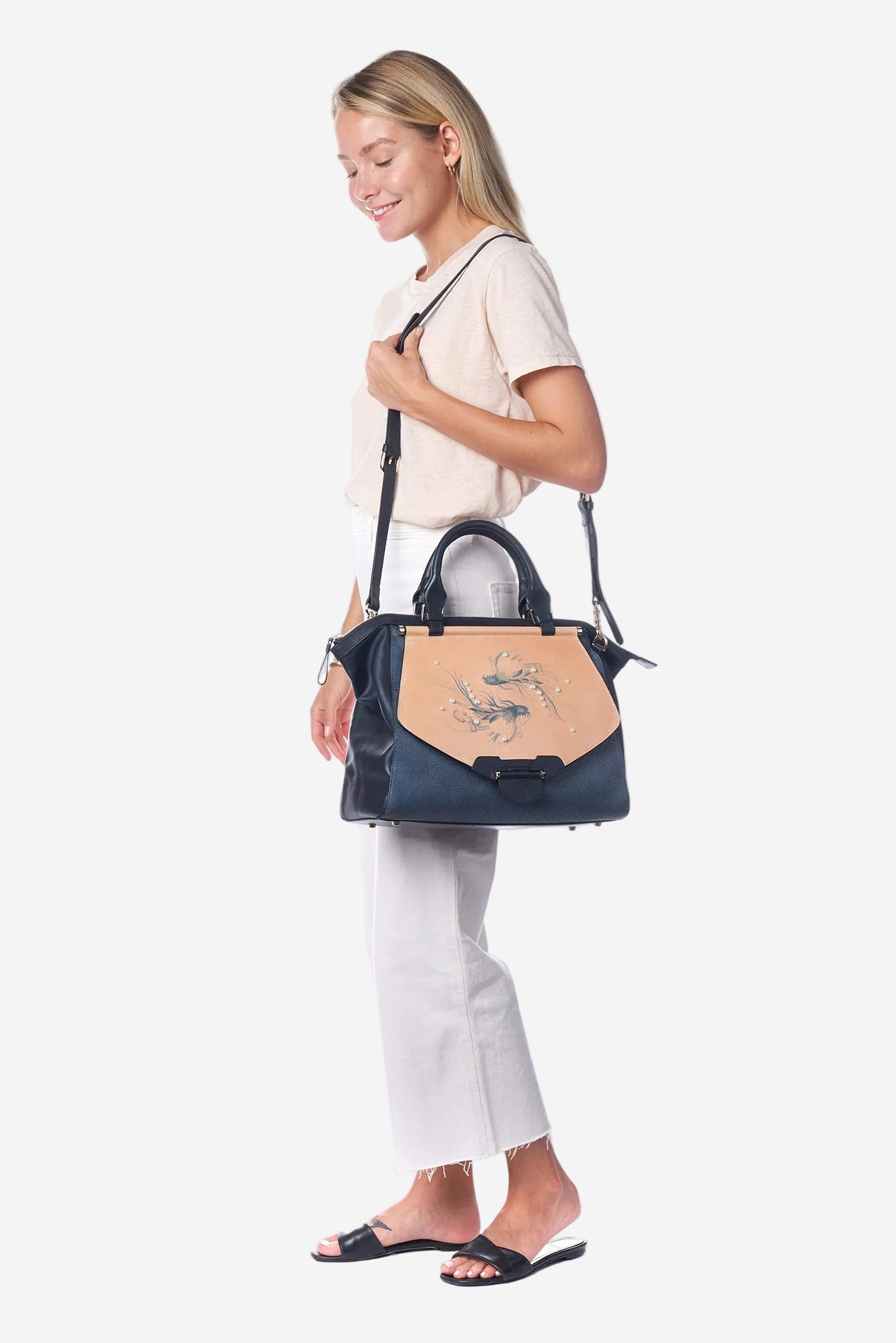 Bellorita Koi Large Blue Satchel