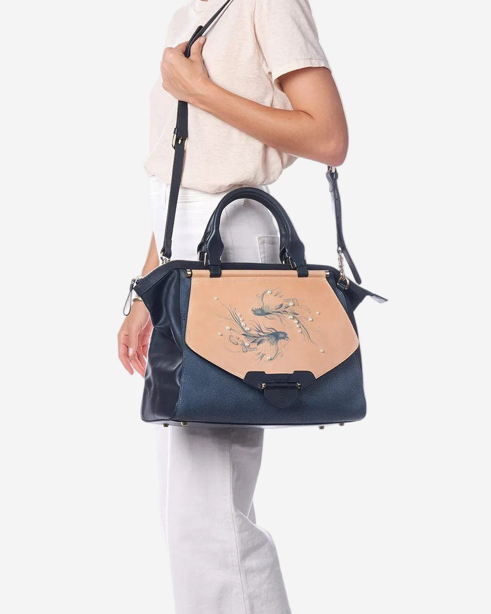 Bellorita Koi Large Blue Satchel