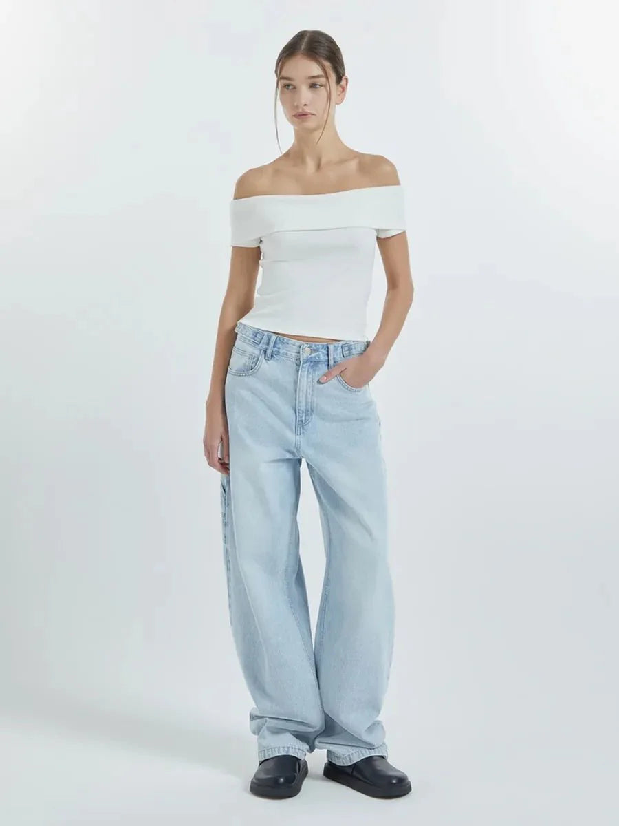 Kristy Tube Top Sexy T-Shirt Off-Shoulder