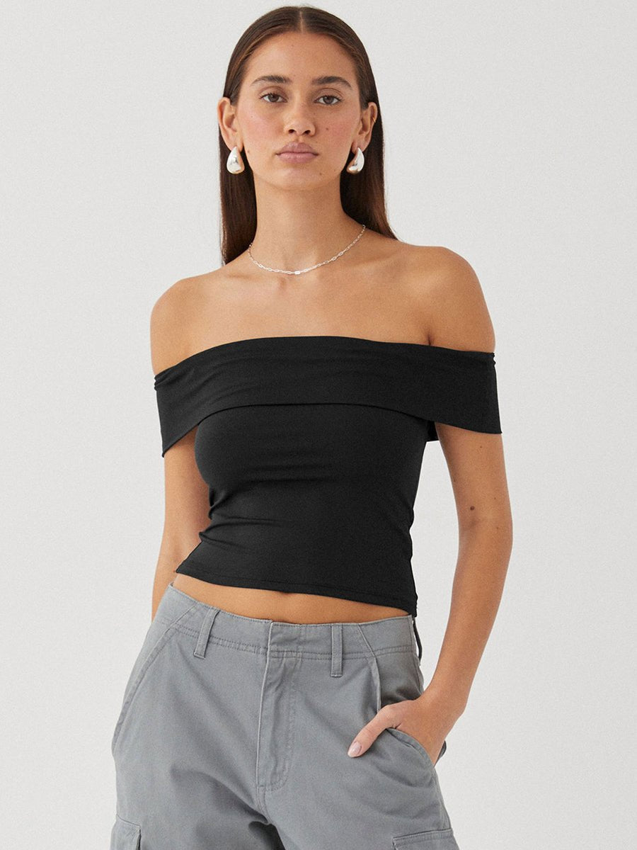 Kristy Tube Top Sexy T-Shirt Off-Shoulder