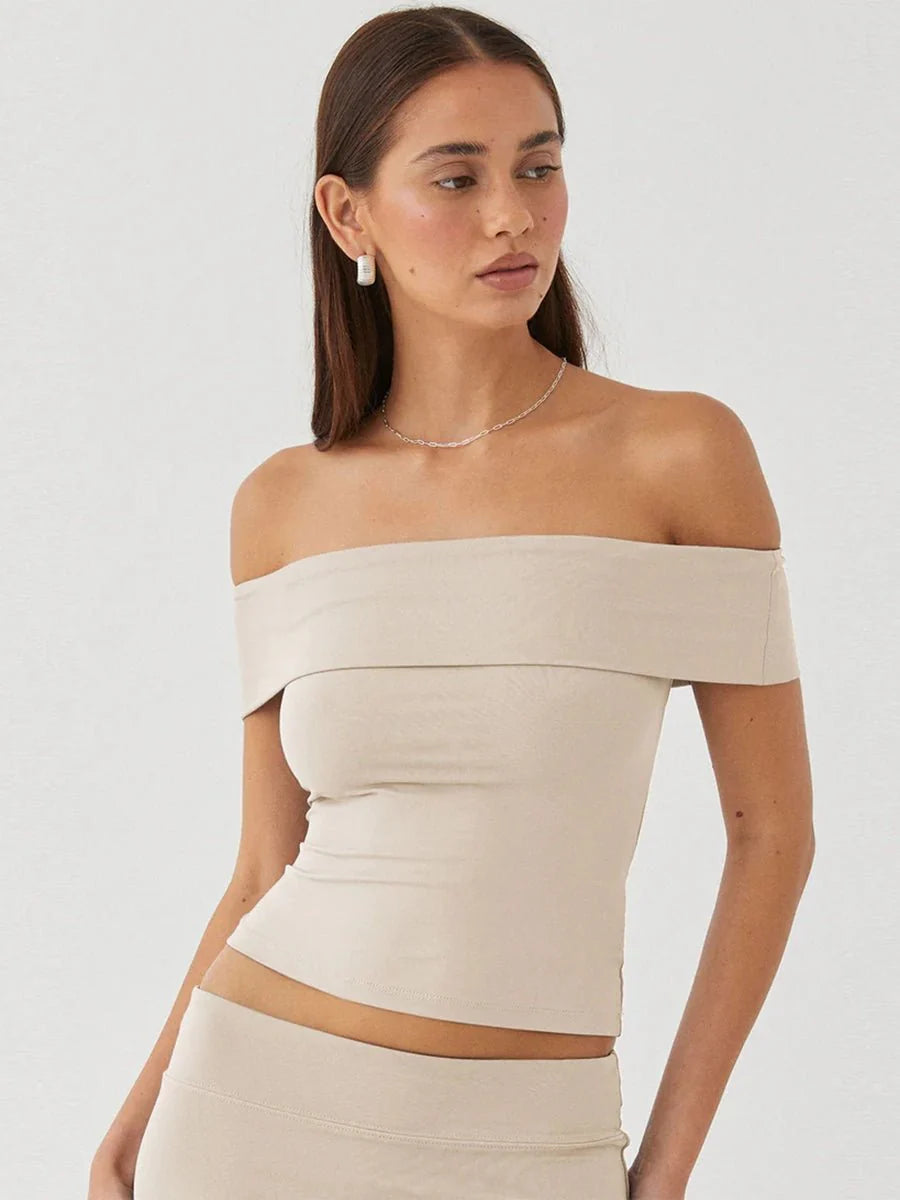Kristy Tube Top Sexy T-Shirt Off-Shoulder