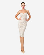 Strapless Beige Cocktail Dress