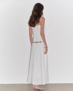 "Lake Bled" Simple and Slim Texture U-Neck A-Line Slim Fit Vest Dress