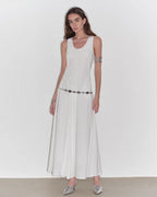 "Lake Bled" Simple and Slim Texture U-Neck A-Line Slim Fit Vest Dress