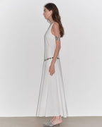 "Lake Bled" Simple and Slim Texture U-Neck A-Line Slim Fit Vest Dress