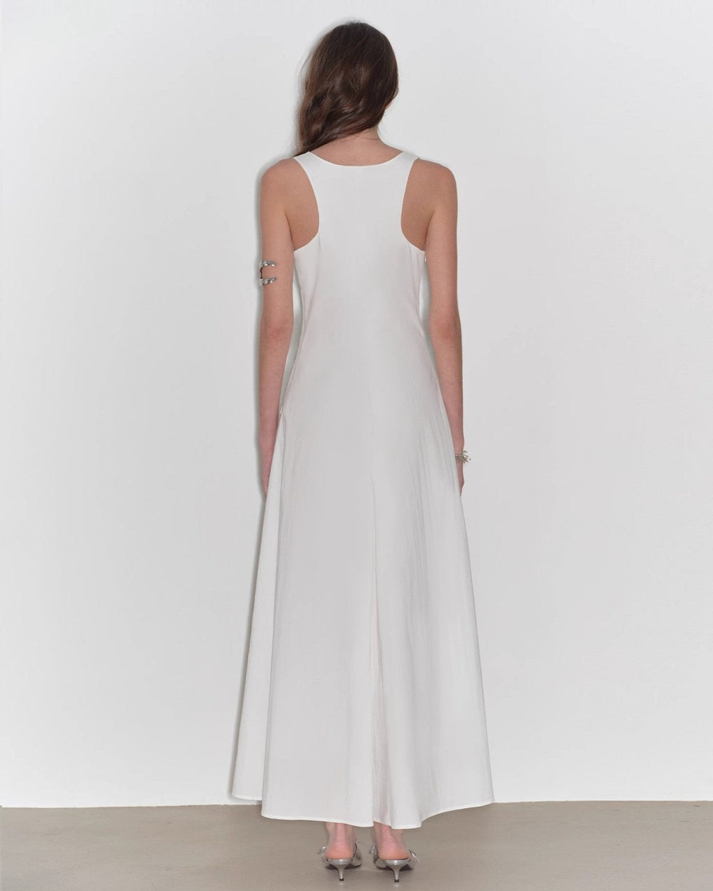 "Lake Bled" Simple and Slim Texture U-Neck A-Line Slim Fit Vest Dress